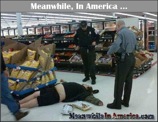 Waiter! Theres Dead Horse in My Dead Cow!   meanwhile in walmart passed out drunk Meanwhile In America